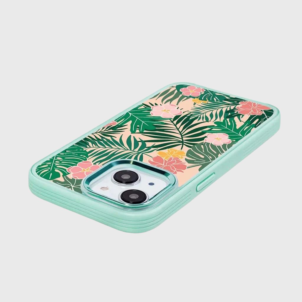 MagSafe iPhone 14 Teal Wild Flower Case