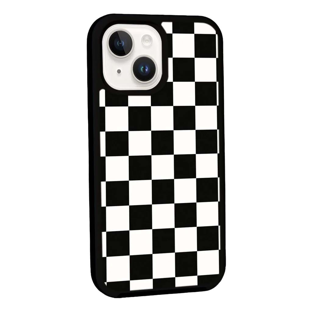 MagSafe iPhone 14 Plus Black Checkerboard Print Case