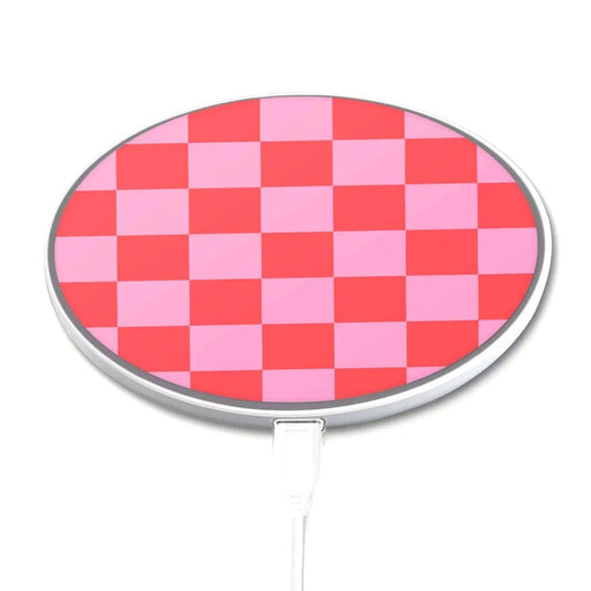 Pink Checkerboard Pattern - Wireless Charging Pad