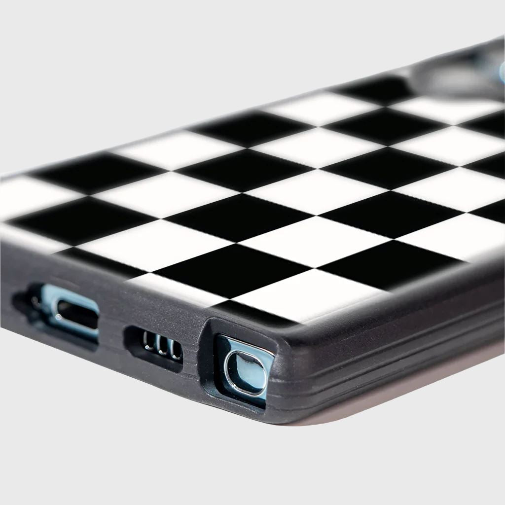 Black Checkerboard Print Samsung S22 Ultra Case