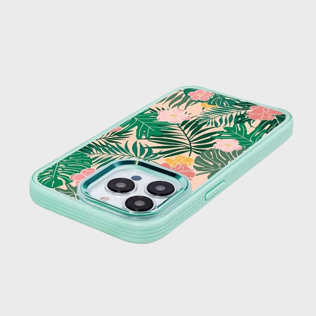 MagSafe iPhone 14 Pro Teal Wild Flower Case