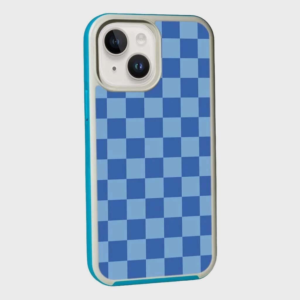 MagSafe iPhone 14 Blue Checkerboard Print Case