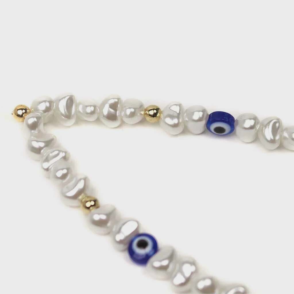 Pearl Evil Eye Phone Charm