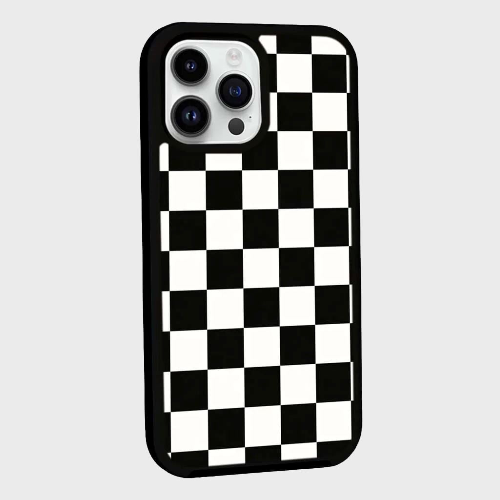 MagSafe iPhone 14 Pro Black Checkerboard Print Case