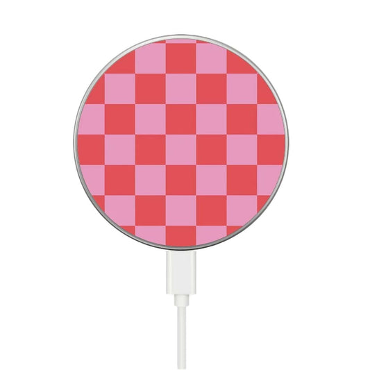 Pink Checkerboard Pattern - MagSafe Wireless Charger