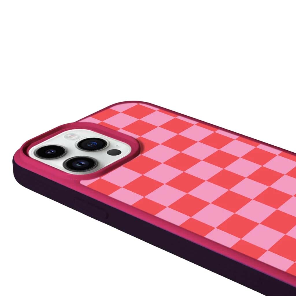 MagSafe iPhone 14 Pro Pink Checkerboard Print Case