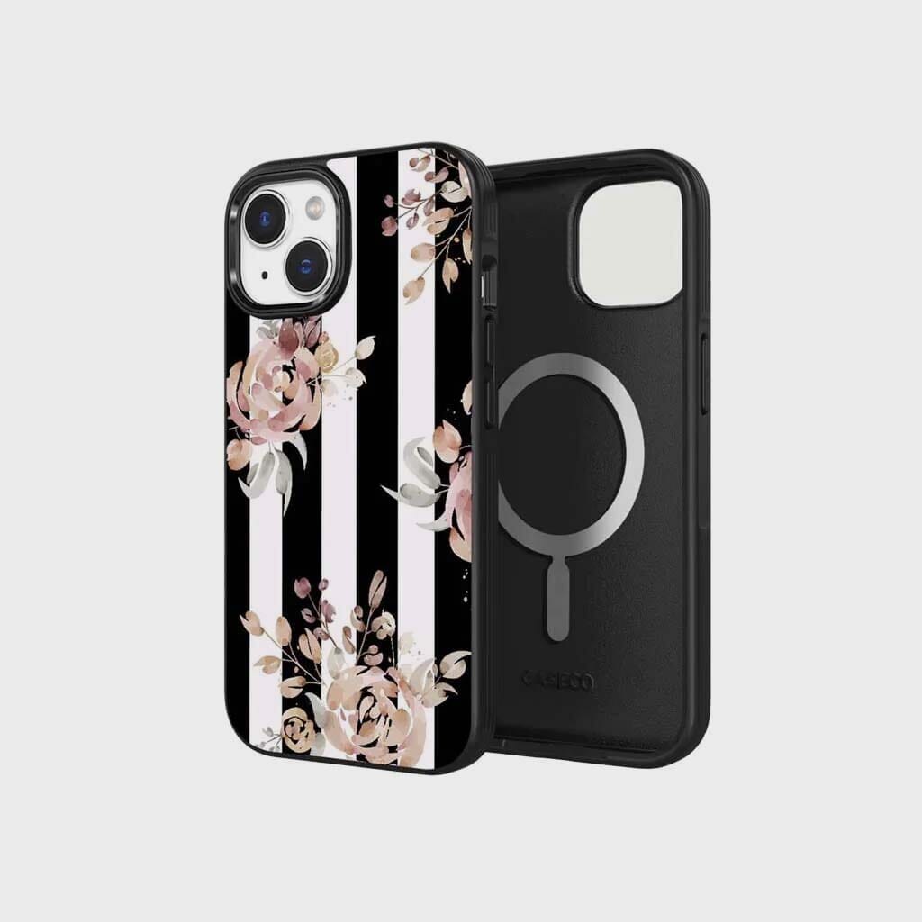 iPhone 15 Case With MagSafe - Black Flower