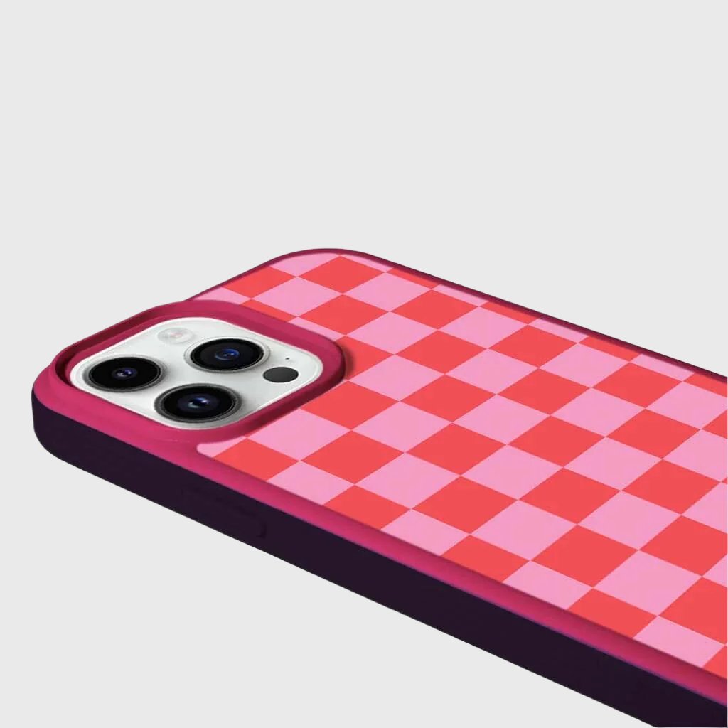 MagSafe iPhone 13 Pro Pink Checkerboard Print Case