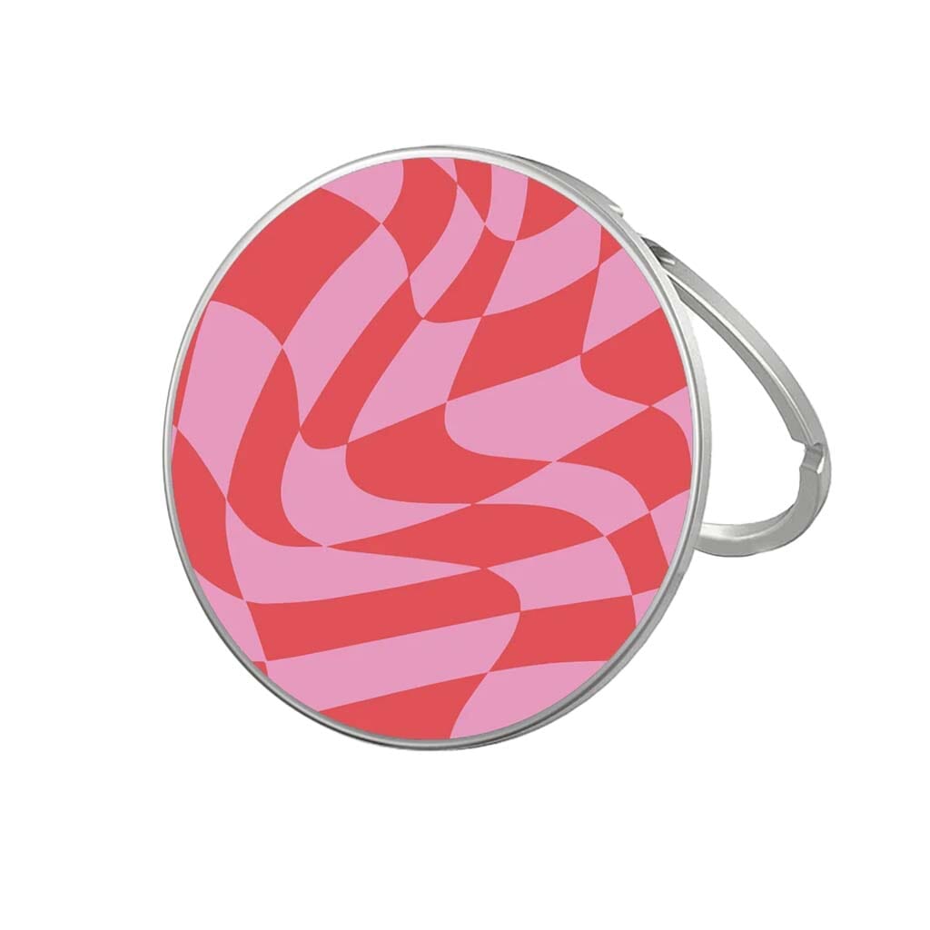 Pink Swirl Checkerboard Pattern - MagSafe Wireless Charger