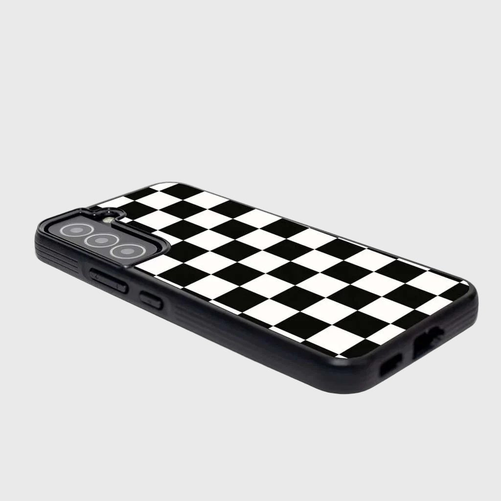 Black Checkerboard Print Samsung S22 Plus Case