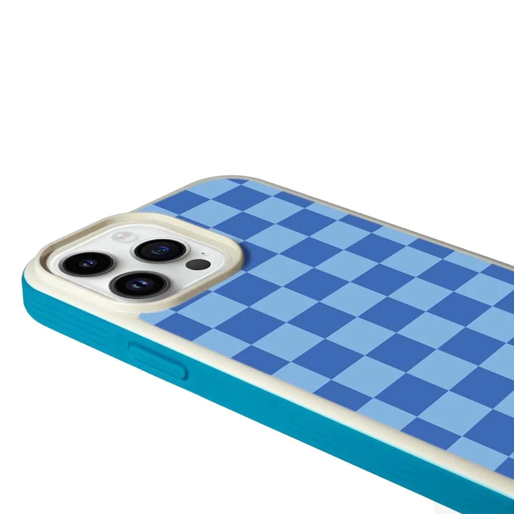 MagSafe iPhone 14 Pro Blue Checkerboard Print Case