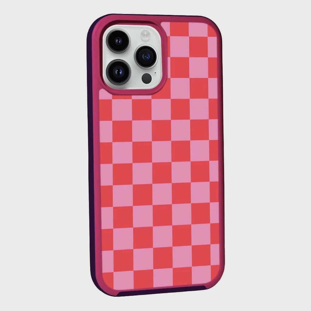 MagSafe iPhone 13 Pro Max Pink Checkerboard Print Case