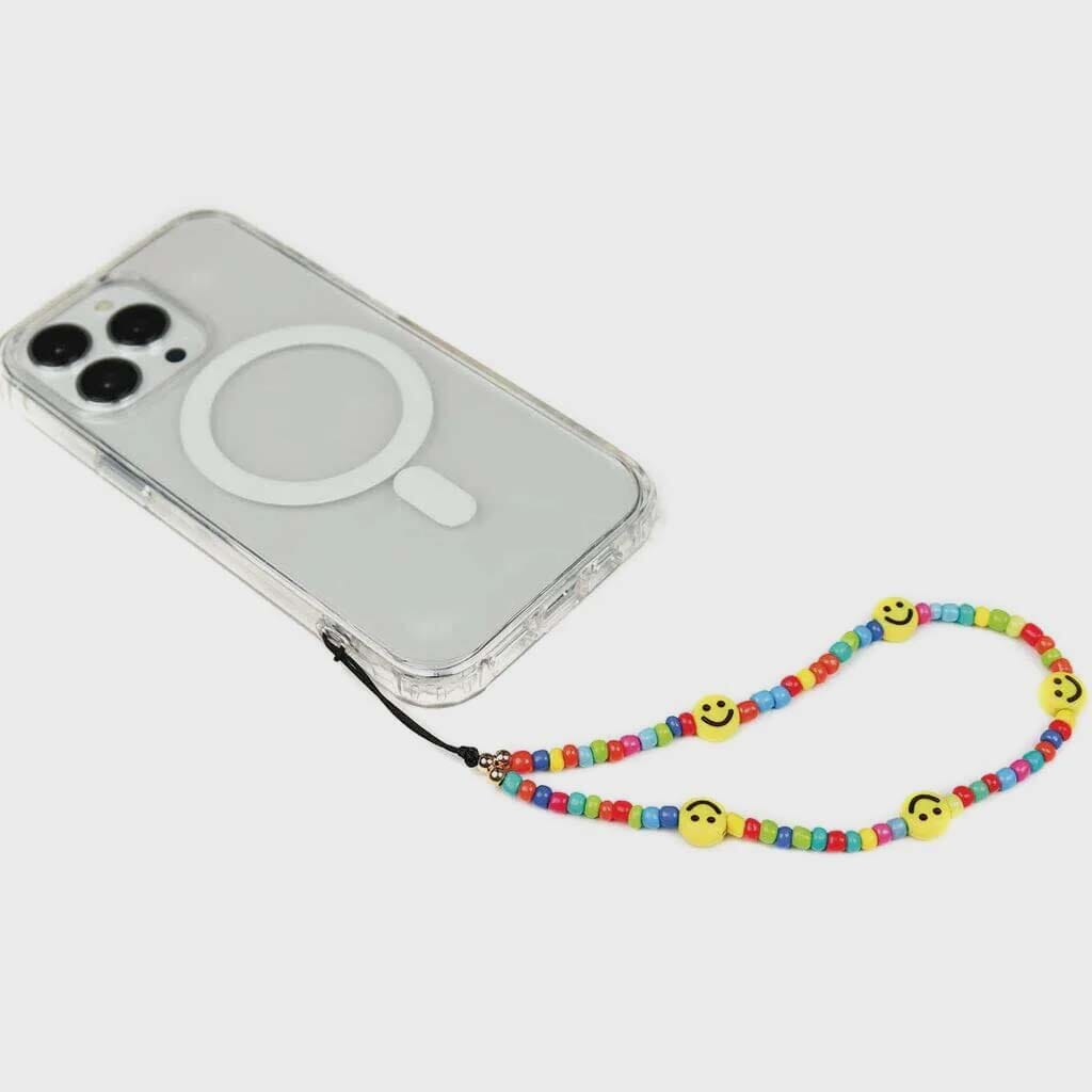 Mini Beaded Smiley Phone Charm