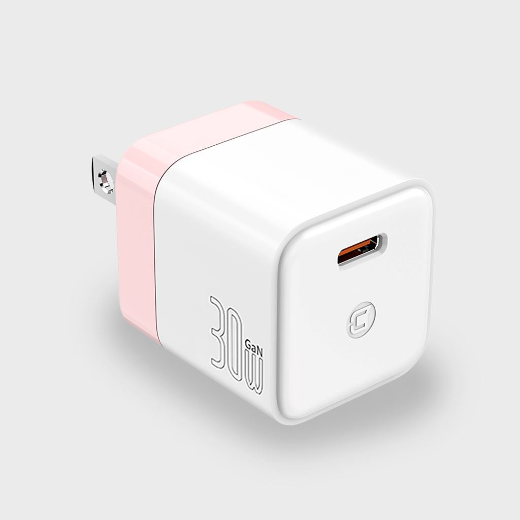 GaN 30W Wall Charger with 100W Type C to Type C Cable - Pastel Pink