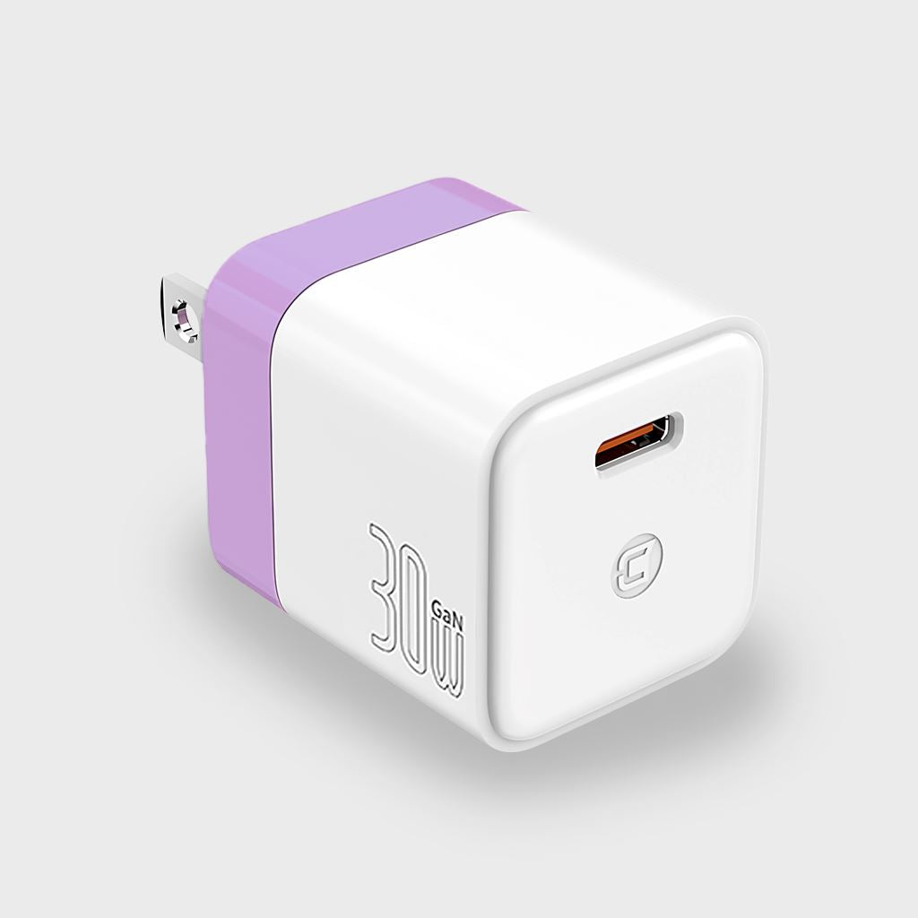 GaN 30W Wall Charger with 100W Type C to Type C Cable - Cobalt Violet