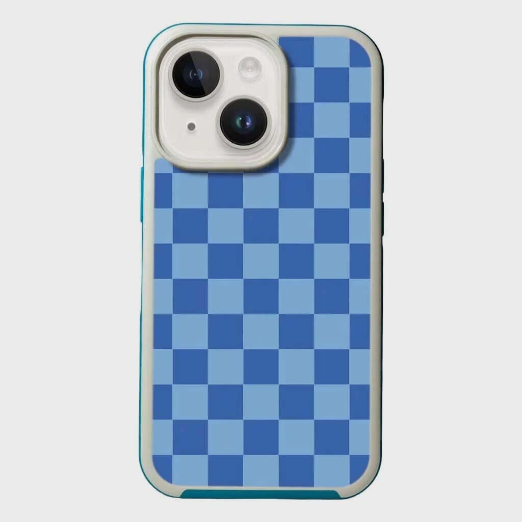 MagSafe iPhone 14 Blue Checkerboard Print Case