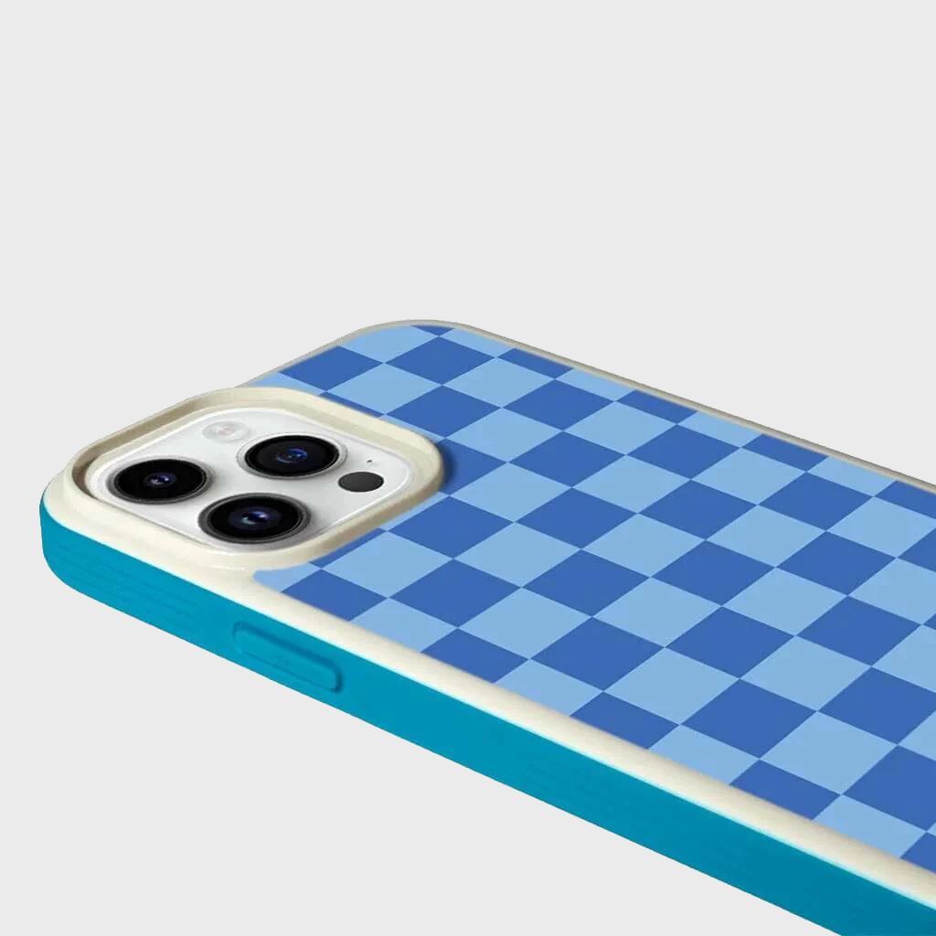 MagSafe iPhone 14 Pro Max Blue Checkerboard Print Case