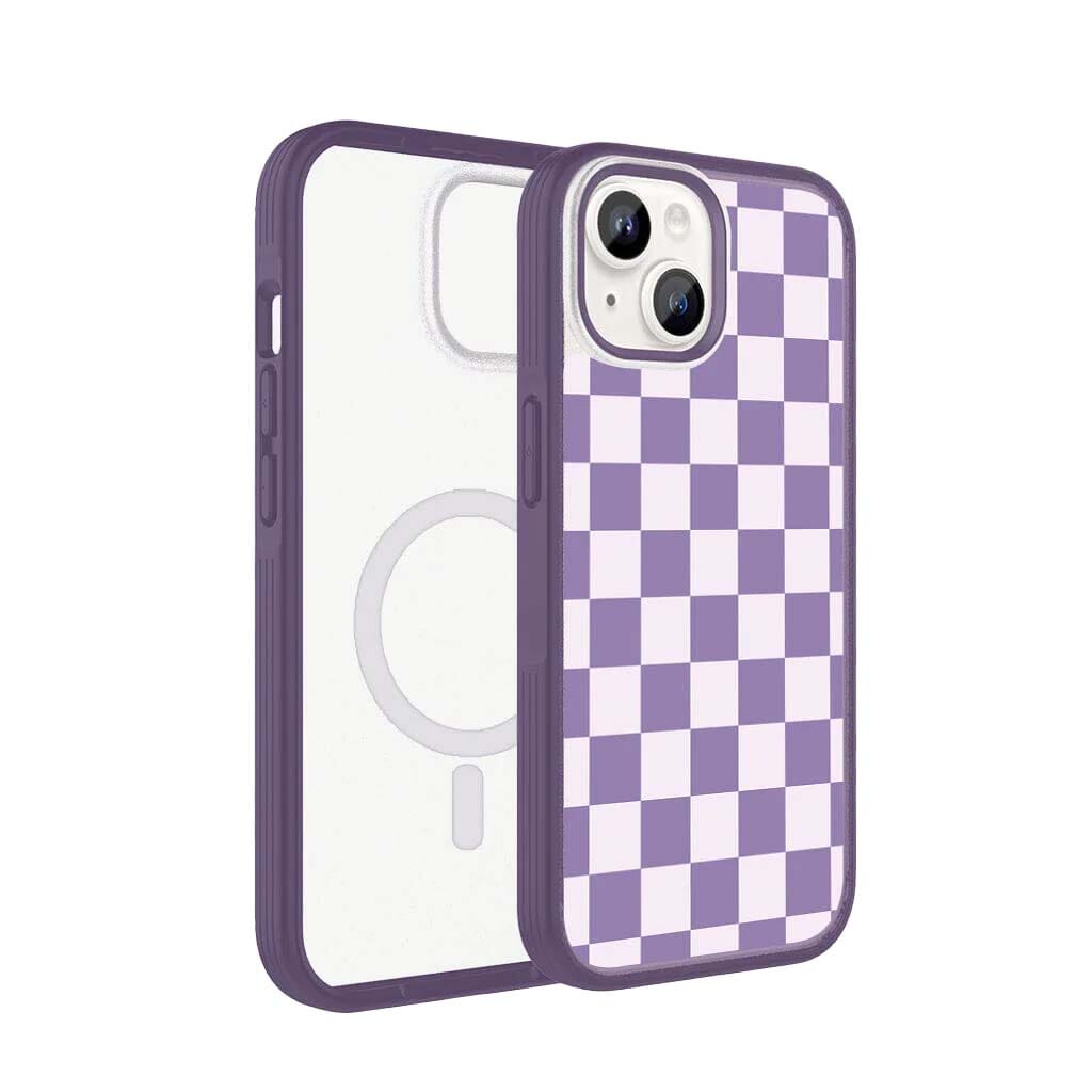 iPhone 15 Plus Case With MagSafe - Purple Checkerboard