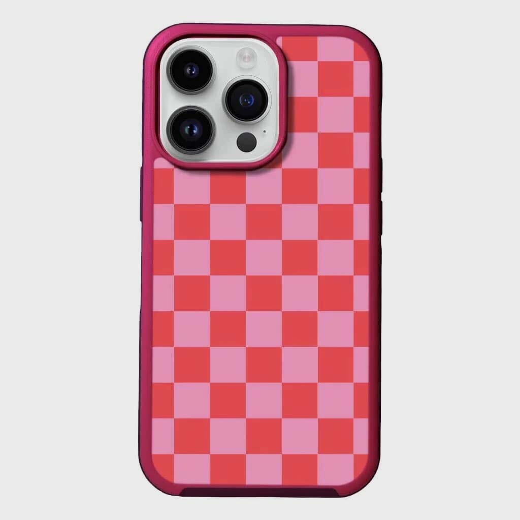 MagSafe iPhone 13 Pro Max Pink Checkerboard Print Case