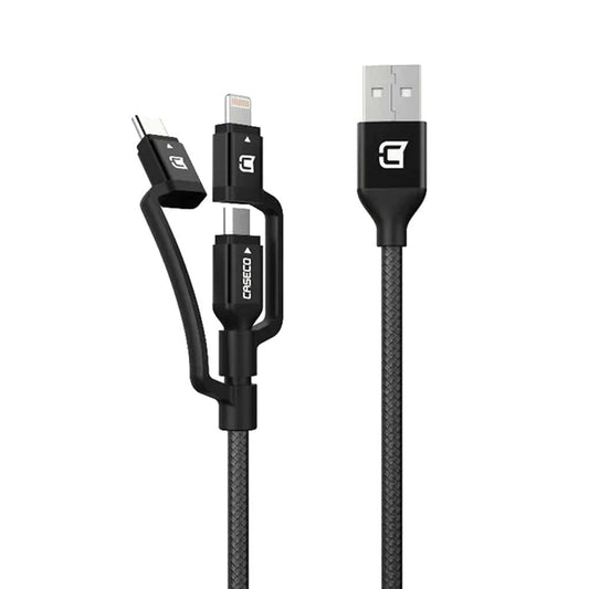 Braided 3 in 1 Cable - USB Type C, Micro USB and Lightning - 2 Meter Charge/Sync Cables Caseco 