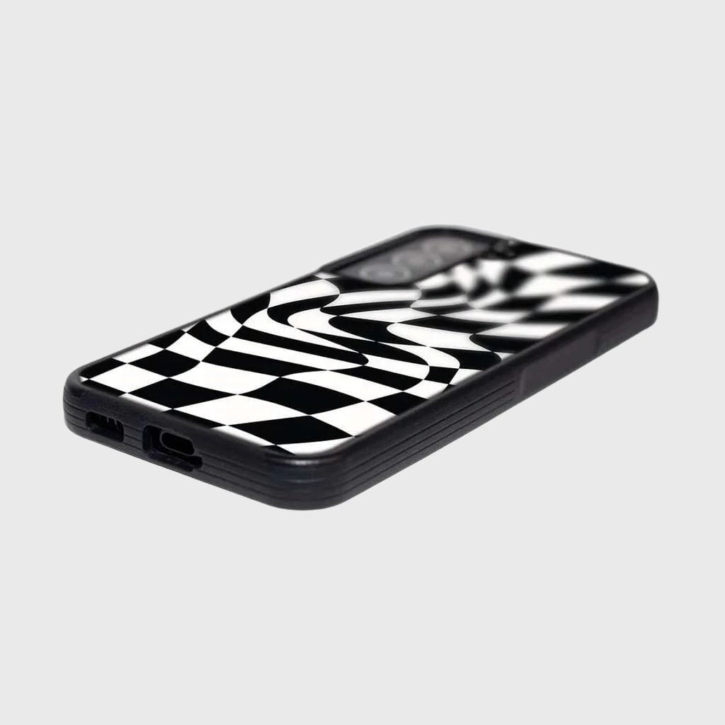 Black Swirl Checkerboard Print Samsung S22 Plus Case