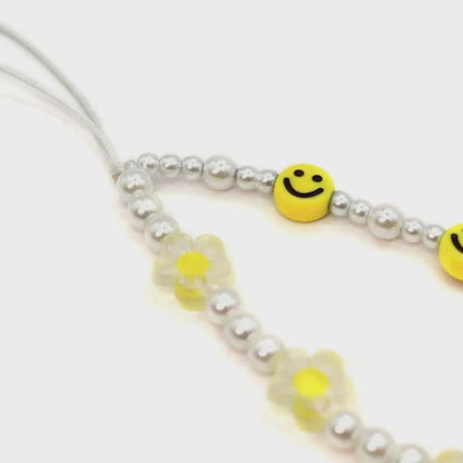 Pearls Smiley Phone Charm