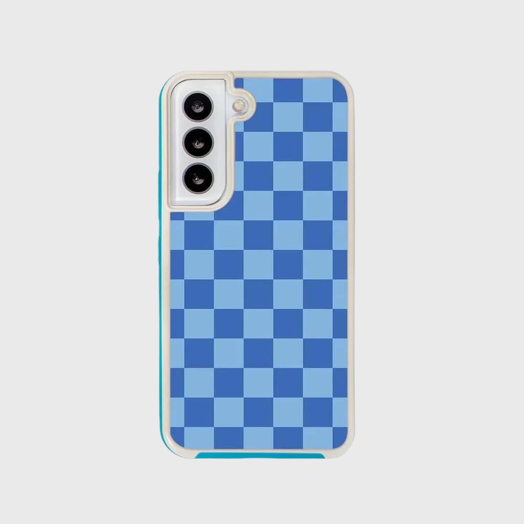 Blue Checkerboard Print Samsung S22 Case