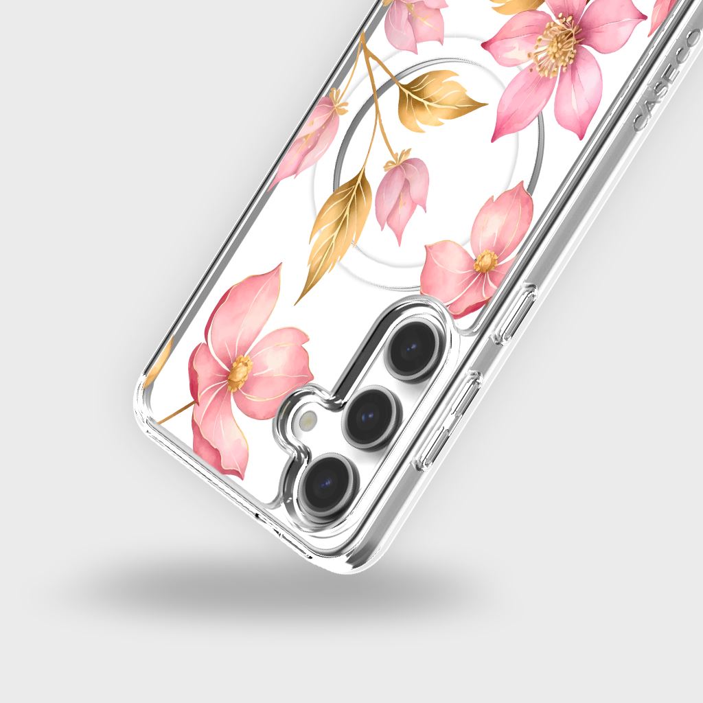 Samsung Galaxy S24 Pink Wildflower Clear Case