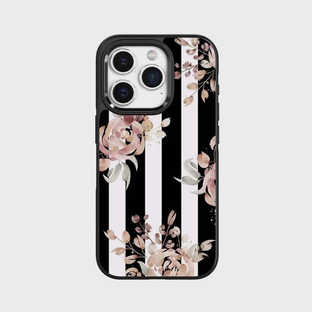 iPhone 15 Pro Case With MagSafe - Black Flower