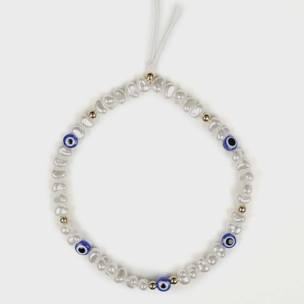 Pearl Evil Eye Phone Charm