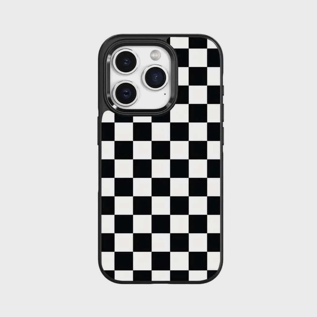 MagSafe iPhone 13 Pro Black Checkerboard Print Case