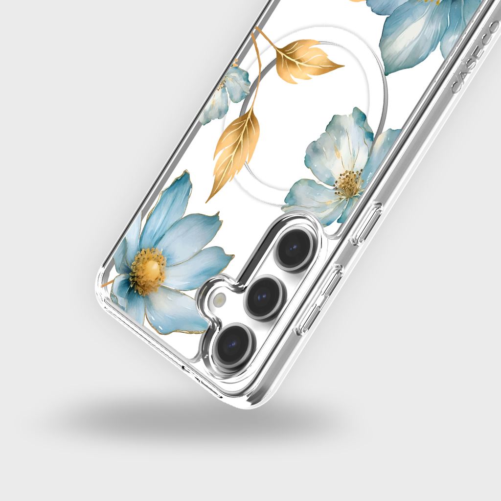 Samsung Galaxy S24 Blue Wildflower Clear Case