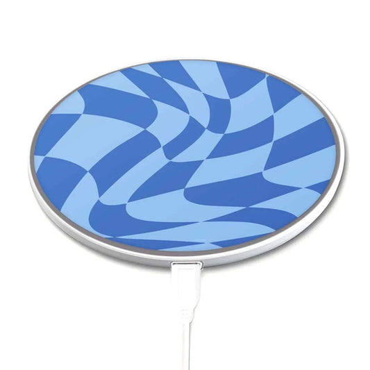 Blue Swirl Checkerboard Pattern - Wireless Charging Pad