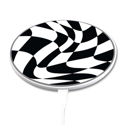 Black Swirl Checkerboard Pattern - Wireless Charging Pad