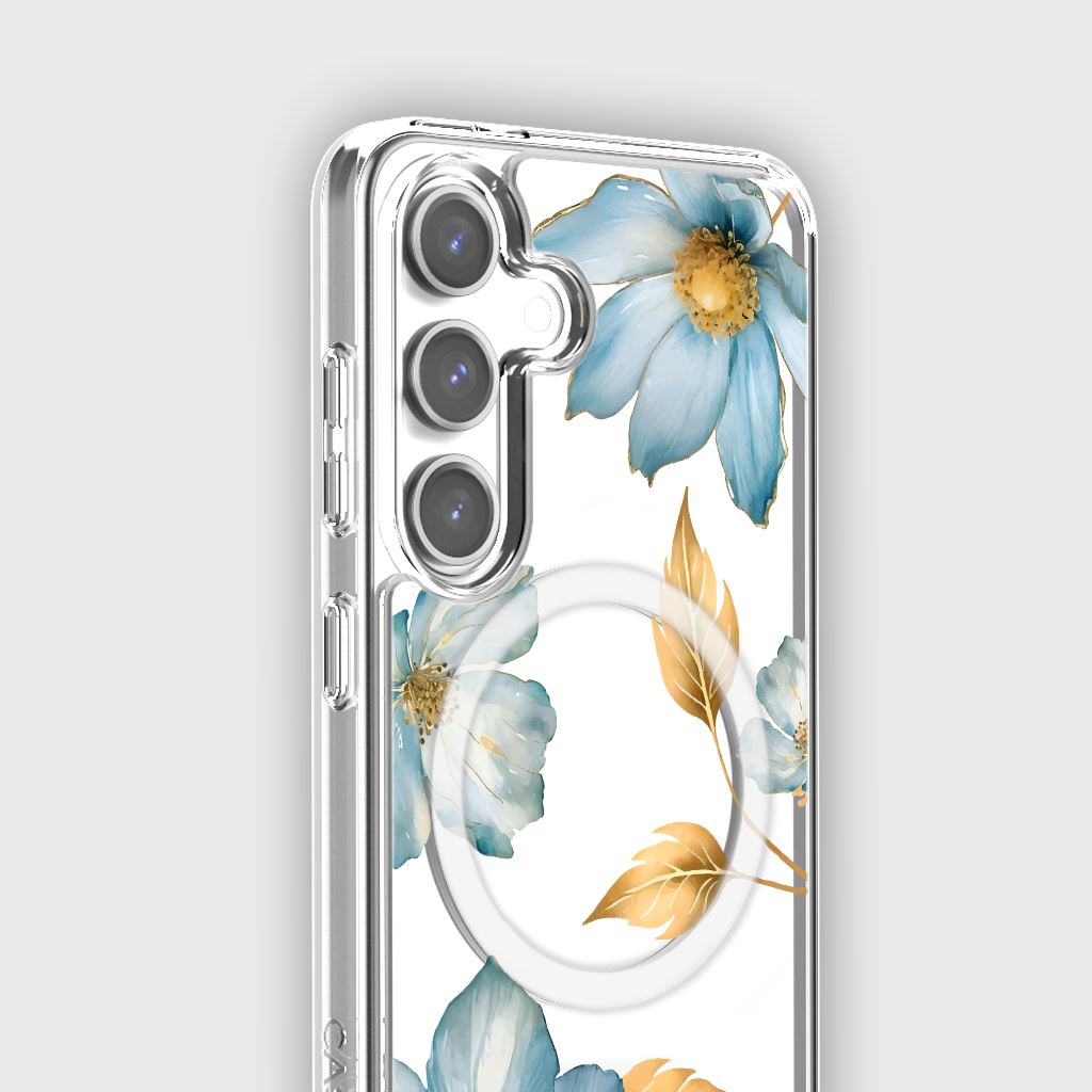 Samsung Galaxy S24 Blue Wildflower Clear Case