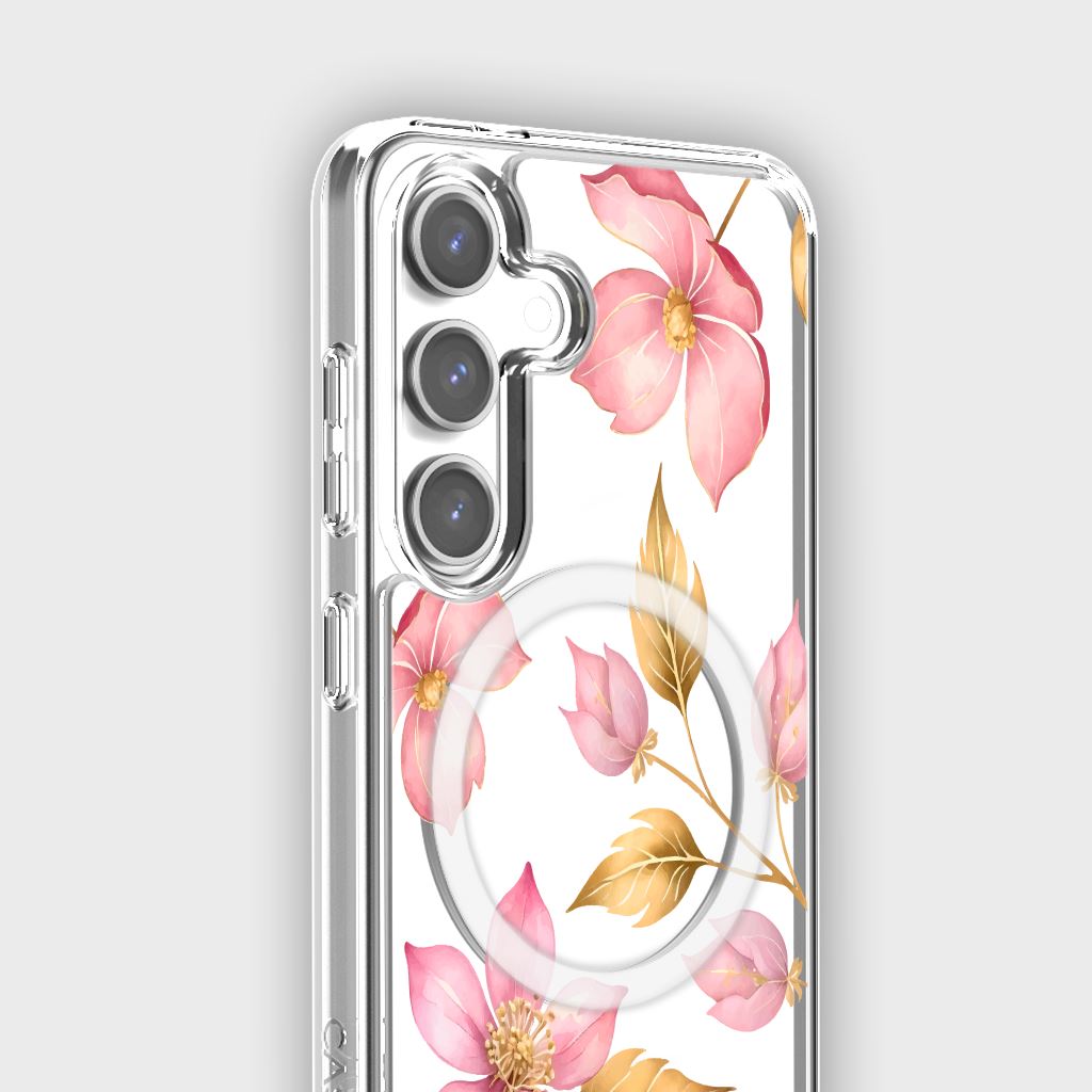 Samsung Galaxy S24 Pink Wildflower Clear Case