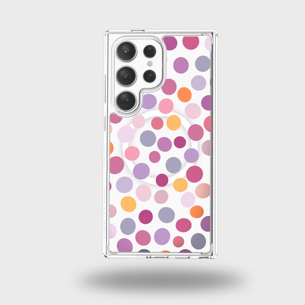 Samsung Galaxy S24 Ultra Purple Polka Dots Clear Case