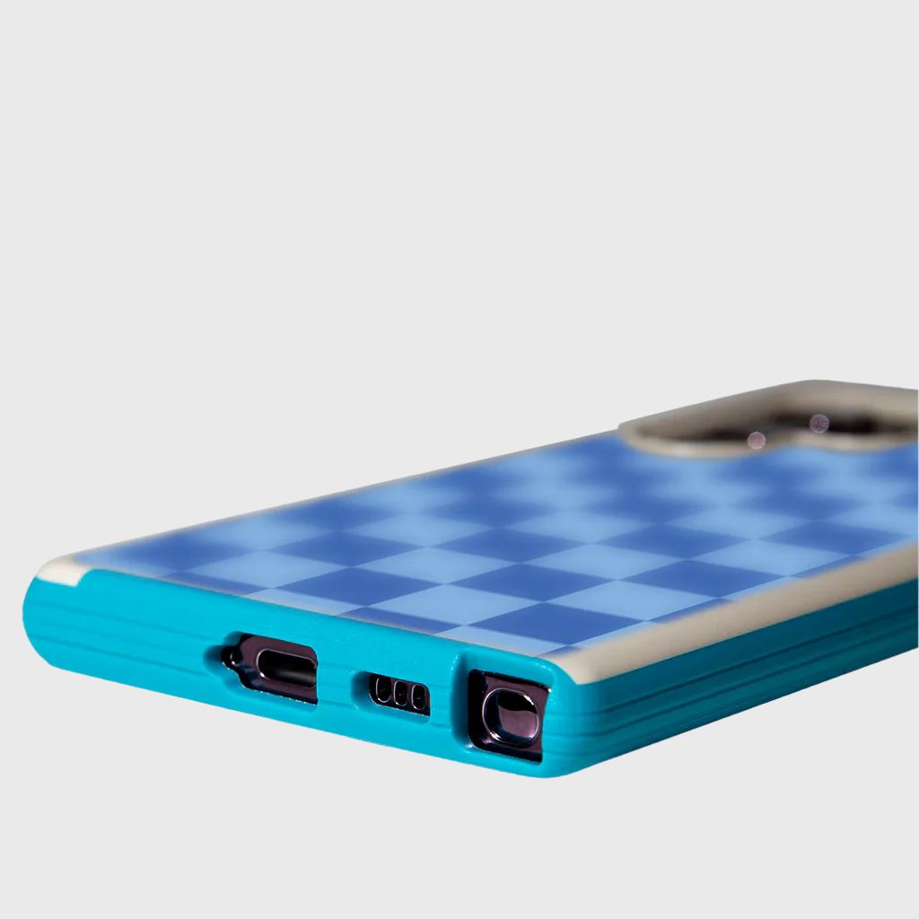 Blue Checkerboard Print Samsung S22 Ultra Case