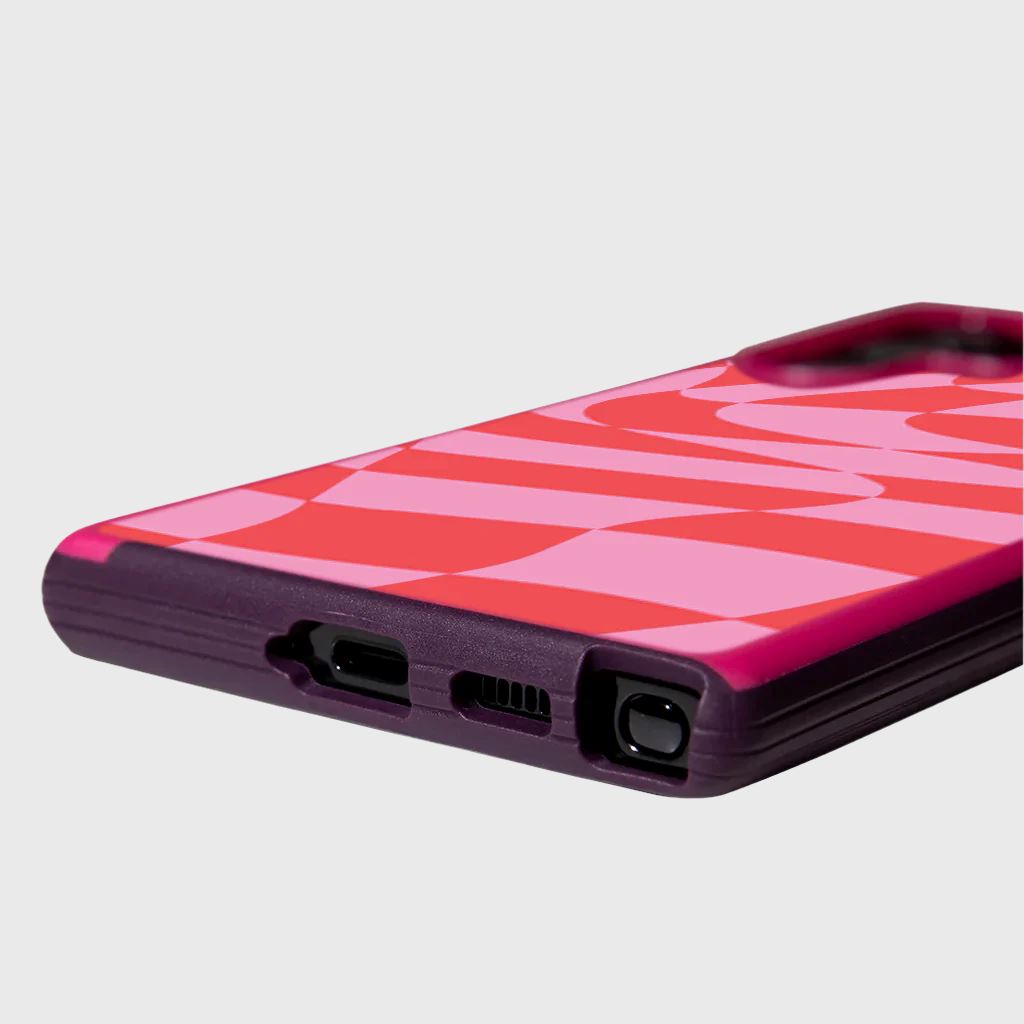 Pink Swirl Checkerboard Print Samsung S22 Ultra Case