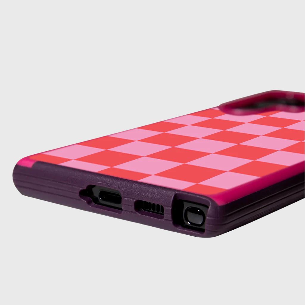 Pink Checkerboard Print Samsung S22 Ultra Case