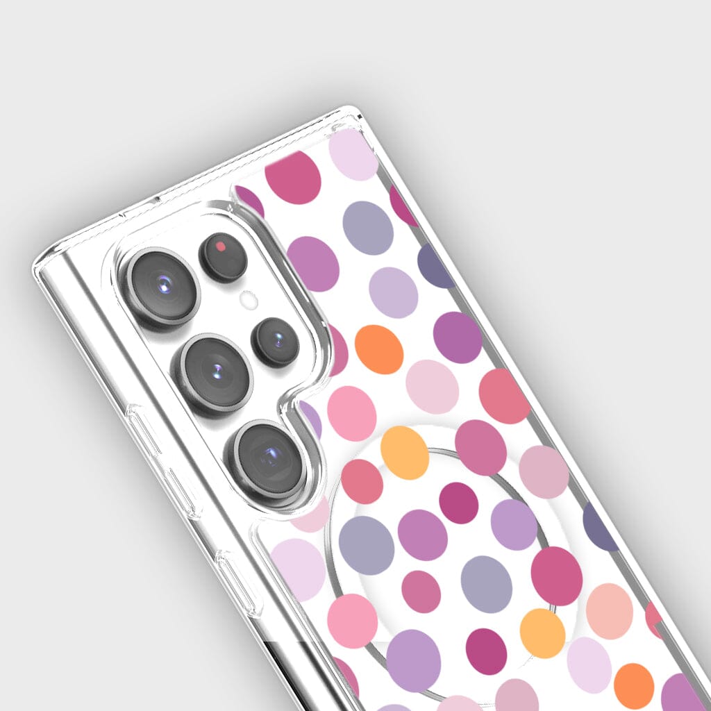 Samsung Galaxy S24 Ultra Purple Polka Dots Clear Case