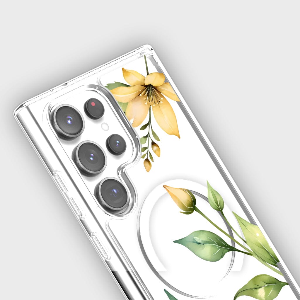 Samsung Galaxy S24 Ultra Yellow Wildflower Clear Case