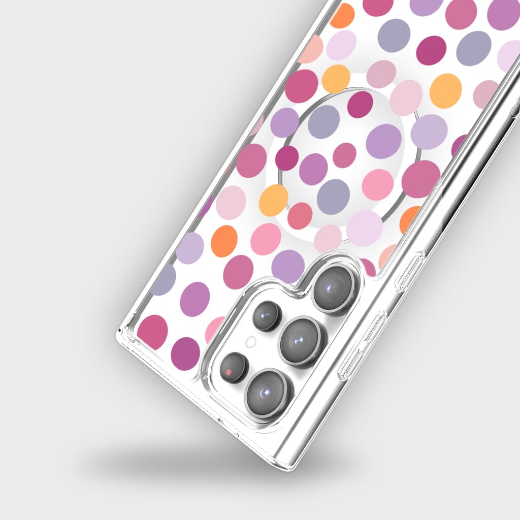 Samsung Galaxy S24 Ultra Purple Polka Dots Clear Case