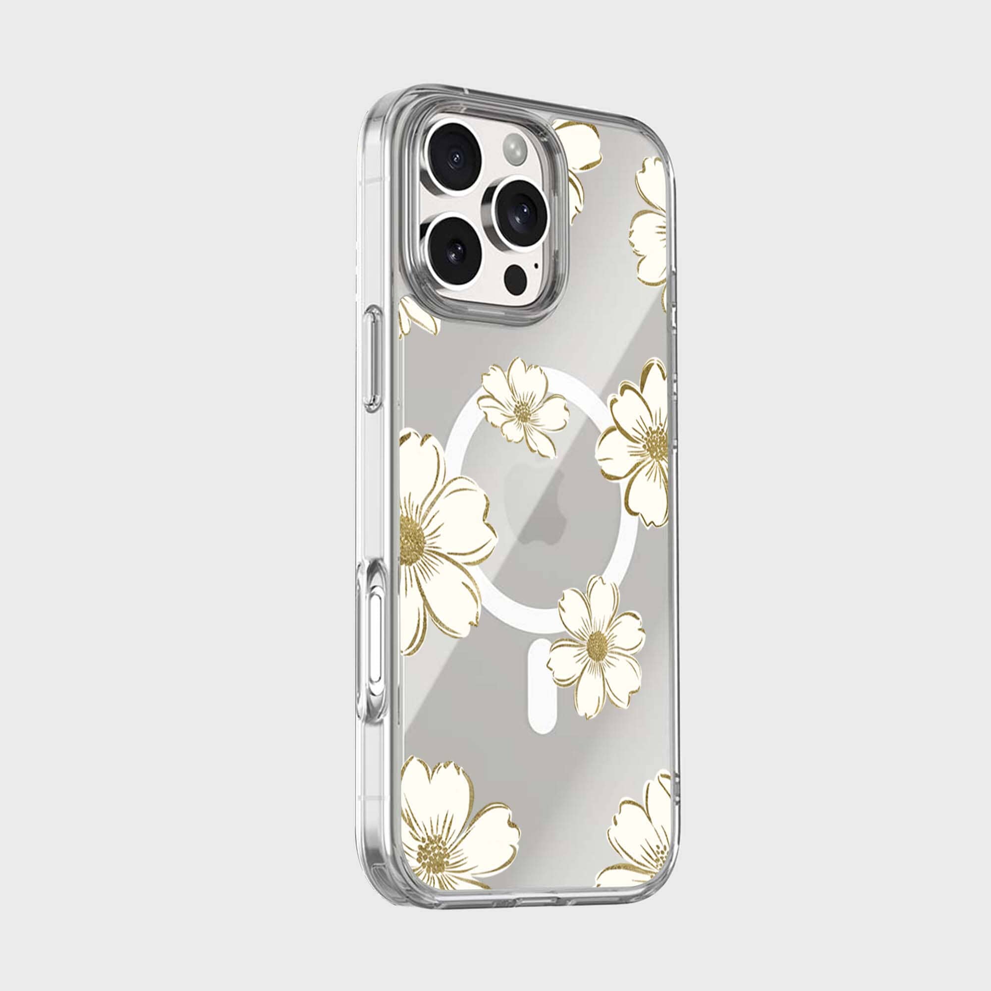 MagSafe iPhone 16 Pro Gold Pattern Clear Case