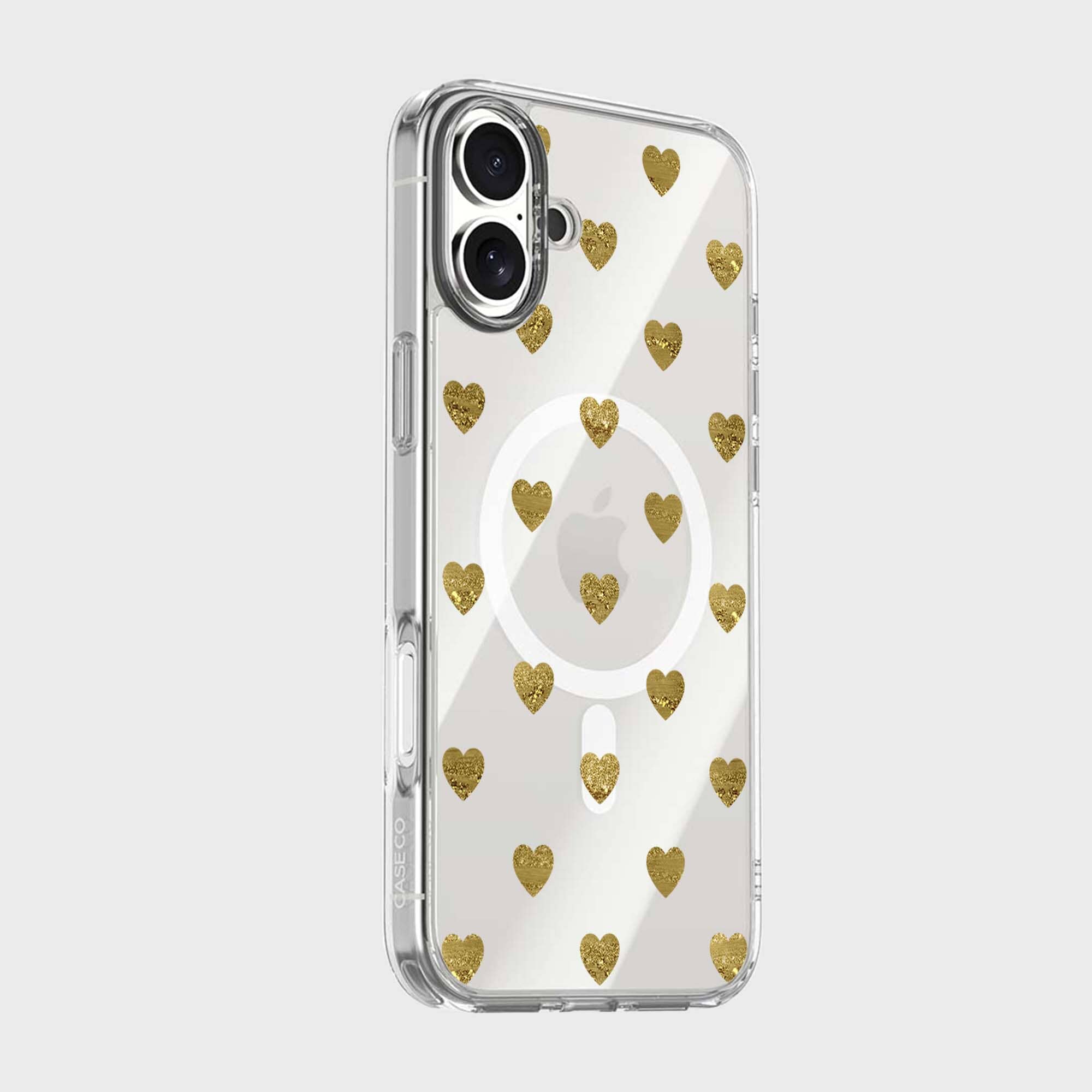 MagSafe iPhone 16 Gold Plum Heart Clear Case