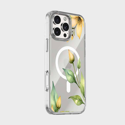 MagSafe iPhone 16 Pro Yellow Wildflower Clear Case