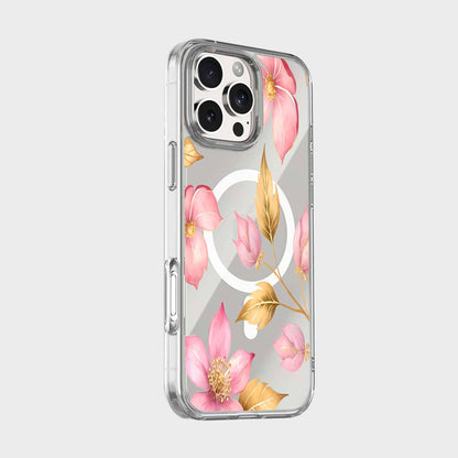 MagSafe iPhone 16 Pro Pink Wildflower Clear Case