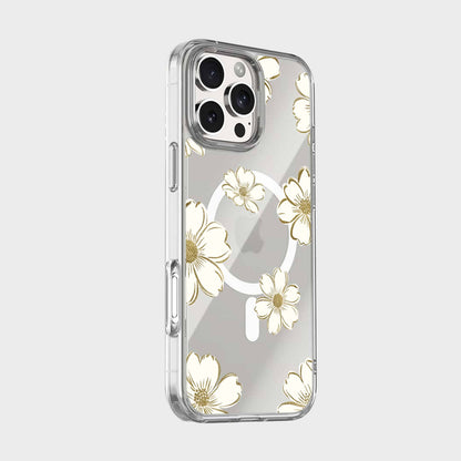MagSafe iPhone 16 Pro Max Gold Pattern Clear Case