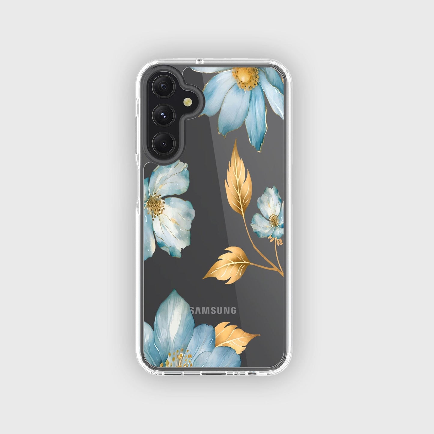 Samsung Galaxy A16 Blue Wildflower Clear Case