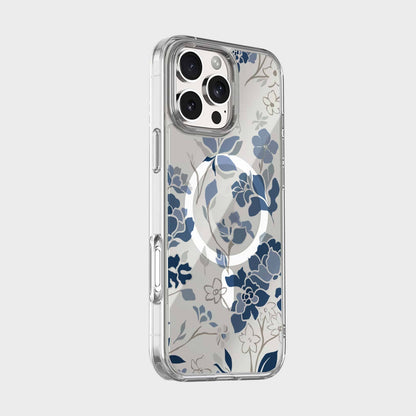 MagSafe iPhone 16 Pro Blue Pattern Clear Case